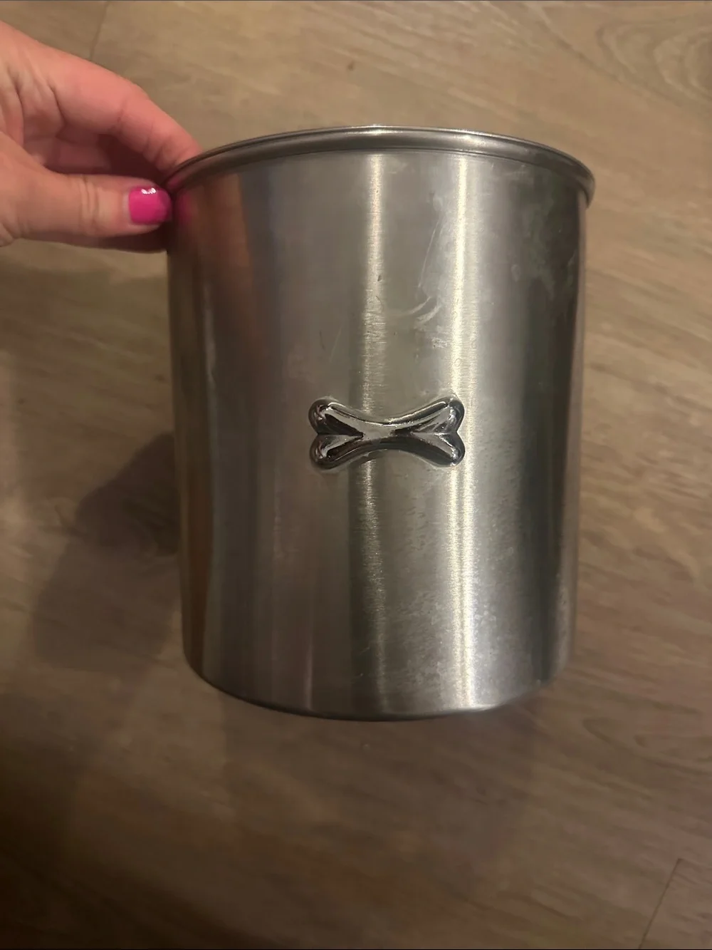 Stainless Steel Dog Treat Canister - Silver